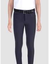 Carica l'immagine nel visualizzatore di Gallery, Pantaloni da bambino blu "Jhoank" grip al ginocchio Equiline shop del cavallo