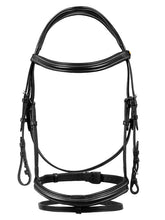 Load image into Gallery viewer, Testiera anatomica rialzata con redini Nero Equestro shop del cavallo