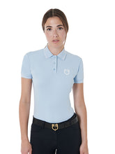Carica l'immagine nel visualizzatore di Gallery, Polo da donna slim fit traspirante celeste Equestro shop del cavallo