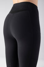 Carica l'immagine nel visualizzatore di Gallery, Leggings da donna con grip al ginocchio "Gadrikh Glamour" nero Equiline shop del cavallo