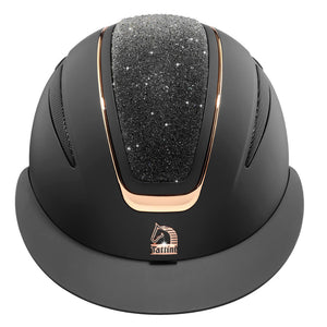 Casco visiera larga "Nettuno" nero Tattini shop del cavallo