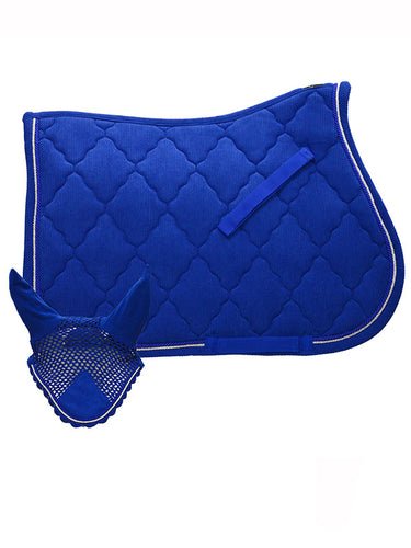 Set sottosella + cuffia blu royal vellutato Winner shop del cavallo