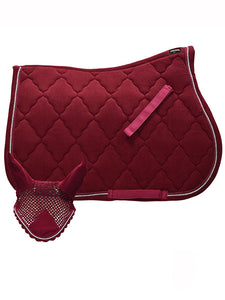 Set sottosella + cuffia bordeaux vellutato Winner shop del cavallo