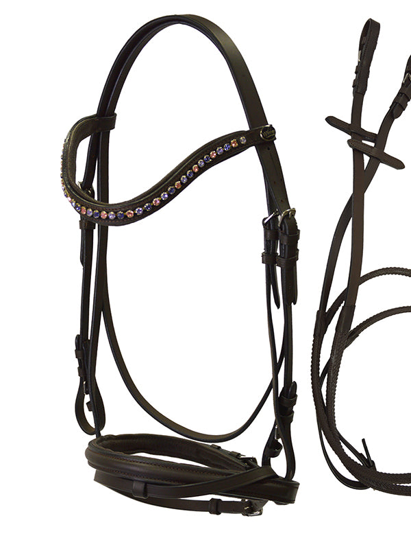 Testiera crystal lilla con redini Winner shop del cavallo