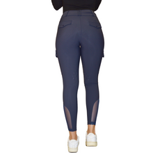Carica l&#39;immagine nel visualizzatore di Gallery, Pantaloni cargo da donna a vita alta grip ginocchio blu D·ISTINTO shop del cavallo
