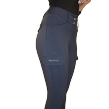 Carica l&#39;immagine nel visualizzatore di Gallery, Pantaloni cargo da donna a vita alta grip ginocchio blu D·ISTINTO shop del cavallo
