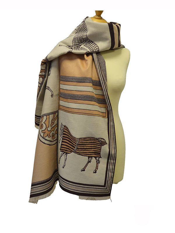 Sciarpa con stampa equestre