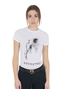 T-shirt da donna slim fit con stampa "raggio di luna" Equestro shop del cavallo