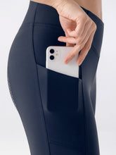 Load image into Gallery viewer, Leggings da donna blu &quot;Knee&quot; full grip a vita alta Equiline shop del cavallo
