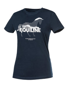 T-shirt da donna con strass "Cubby" blu Equiline shop del cavallo