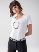 Carica l&#39;immagine nel visualizzatore di Gallery, T-shirt da donna con strass &quot;Gaiag Glamour&quot; bianca Equiline shop del cavallo
