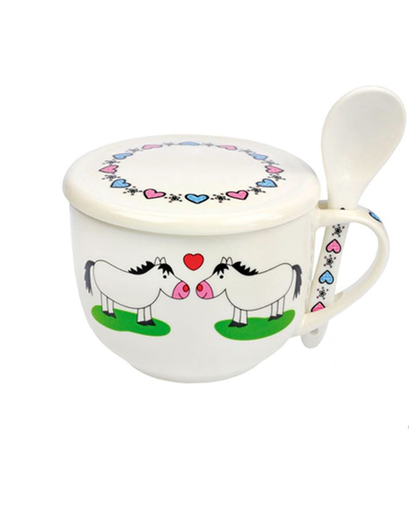 Tazza + cucchiaio con cavallini Sartore