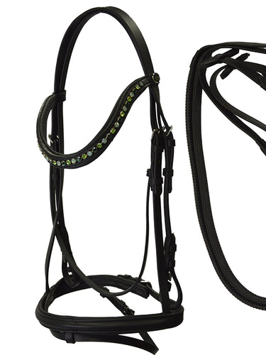 Testiera crystal verde con redini Winner shop del cavallo