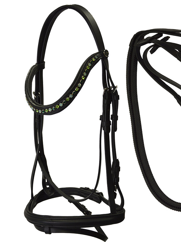 Testiera crystal verde con redini Winner shop del cavallo