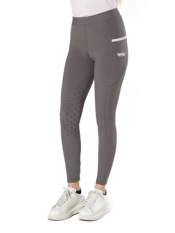 Leggings da donna grigio grip al ginocchio Winner shop del cavallo