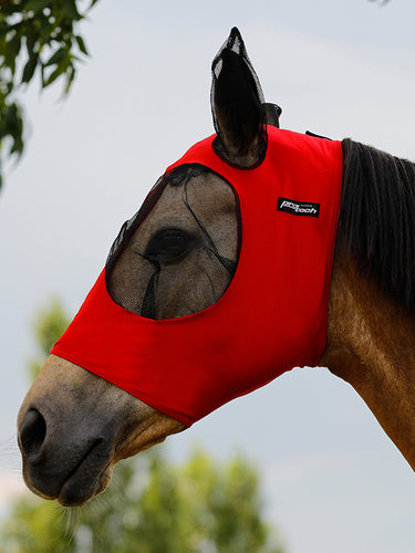 Maschera in lycra antimosche da riposo rossa shop del cavallo