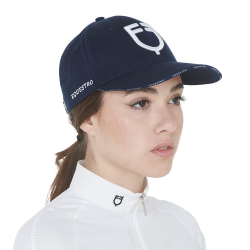 Cappellino da baseball navy con logo bianco Equestro shop del cavallo