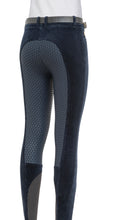 Load image into Gallery viewer, Pantaloni da donna blu effetto velluto full grip &quot;Edinaef&quot; Equiline shop del cavallo
