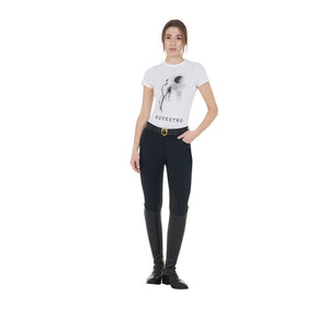 T-shirt da donna slim fit con stampa "raggio di luna" Equestro shop del cavallo