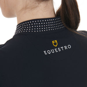 Top allenamento da donna a manica lunga con strass Equestro shop del cavallo