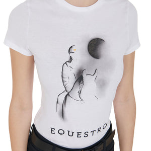 T-shirt da donna slim fit con stampa "raggio di luna" Equestro shop del cavallo