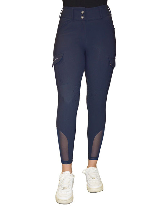 Pantaloni cargo da donna a vita alta grip ginocchio blu D·ISTINTO shop del cavallo