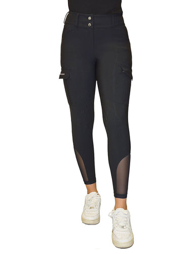 Pantaloni cargo da donna a vita alta grip ginocchio nero D·ISTINTO shop del cavallo