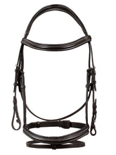 Load image into Gallery viewer, Testiera anatomica rialzata con redini Dark Brown Equestro shop del cavallo
