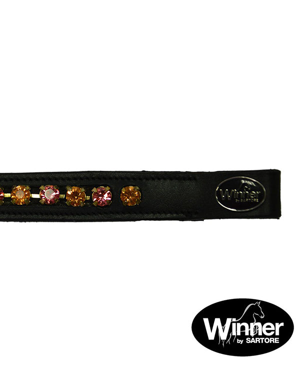 Frontalino con strass arancione-fucsia Winner shop del cavallo