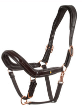 Load image into Gallery viewer, Capezza anatomica con fibbie rose gold Equestro shop del cavallo
