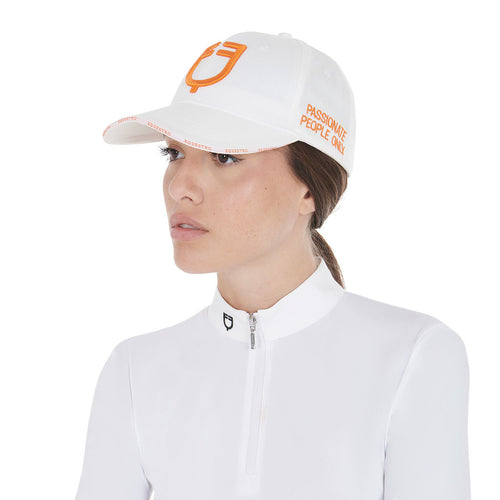 Cappellino da baseball bianco con logo arancione Equestro shop del cavallo