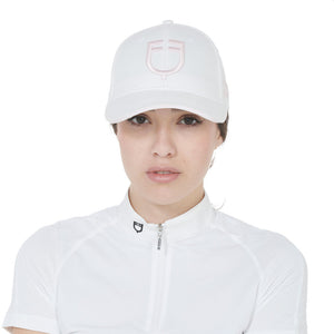 Cappellino da baseball bianco con logo rosa shop del cavallo